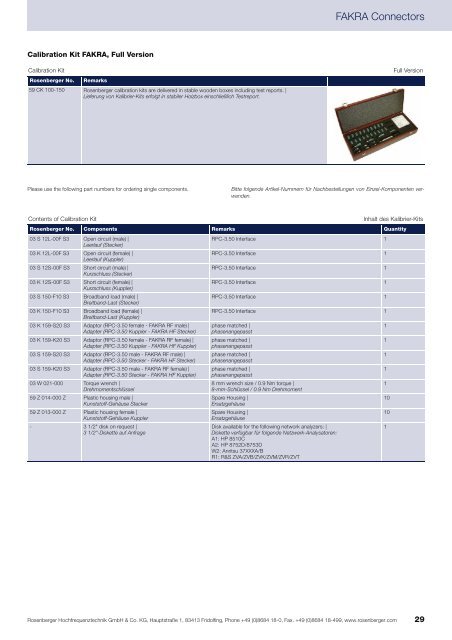 FAKRA SMB RF Calibration Kit - Rosenberger