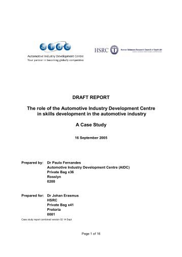 DRAFT REPORT The role of the Automotive Industry ... - AIDC