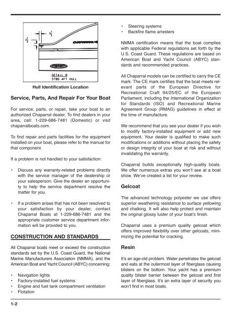 OWNER'S/OPERATOR'S MANUAL - Chaparral Boats Owners Club