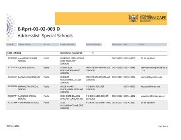 Rpt-01-02-003 - EMIS - Eastern Cape Department of Education