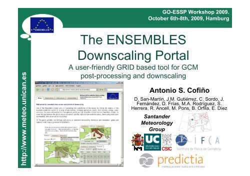 The ENSEMBLES Downscaling Portal - GO-ESSP