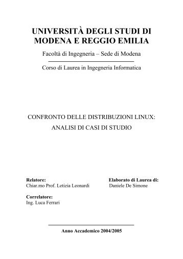 Tesi Completa (PDF) - UniversitÃ  degli Studi di Modena e Reggio ...