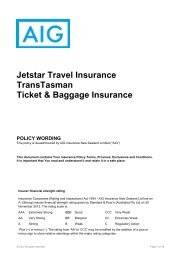 Jetstar Travel Insurance TransTasman Ticket & Baggage Insurance