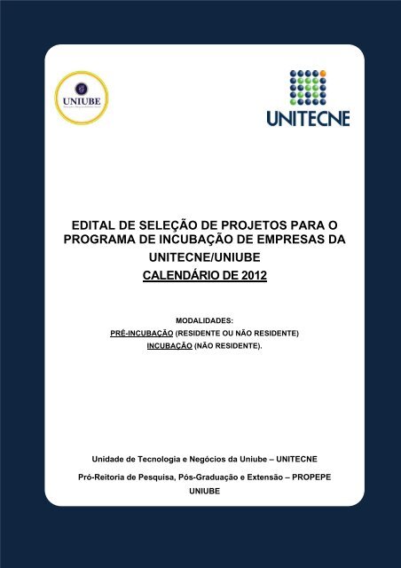 EDITAL DE SELEÇÃO DE PROJETOS PARA O ... - Uniube