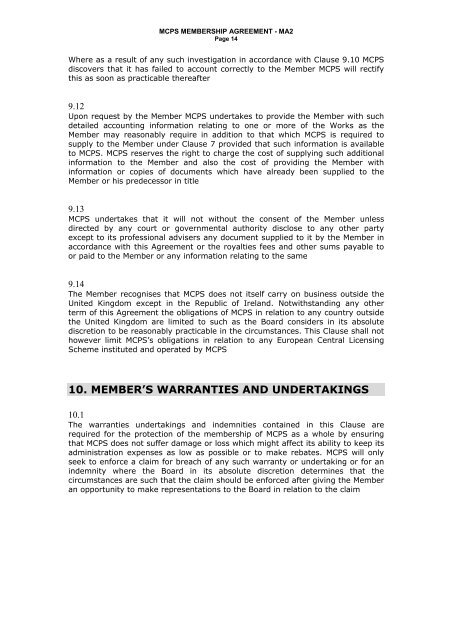MCPS Membership Agreement (MA2) - PRS