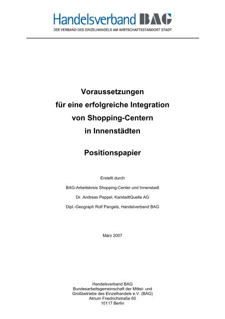 Voraussetzungen für eine erfolgreiche Integration von Shopping ...