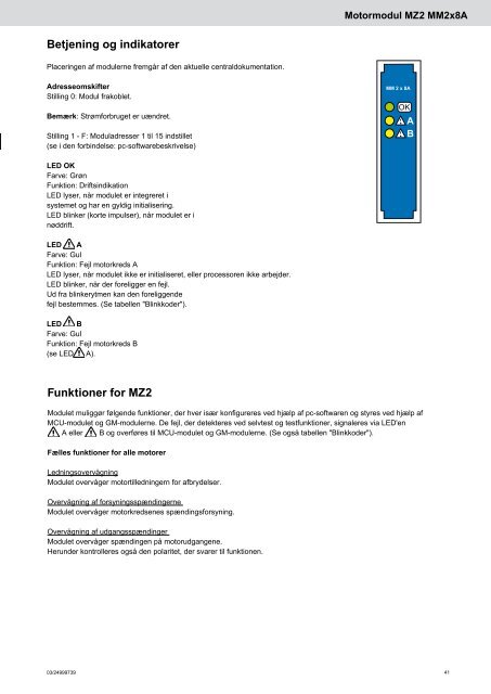 D GB E DK P Motormodul MZ2 MM2x8A Technische ... - Essmann