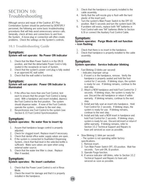 SECTION 10: Troubleshooting - Dentsply