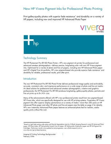 New HP Vivera Pigment Inks for Professional Photo Printing