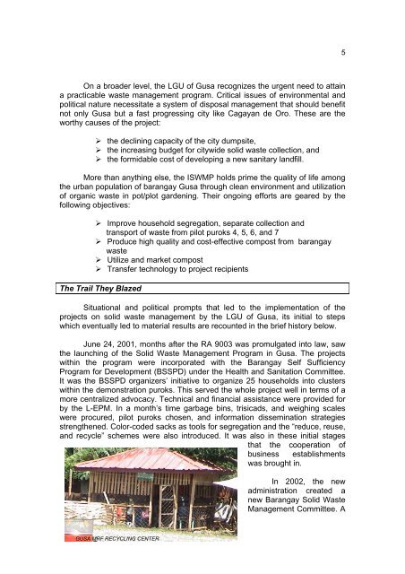 (ISWMP) and Allotment Garden in the Barangay Gusa (PDF 1.20MB