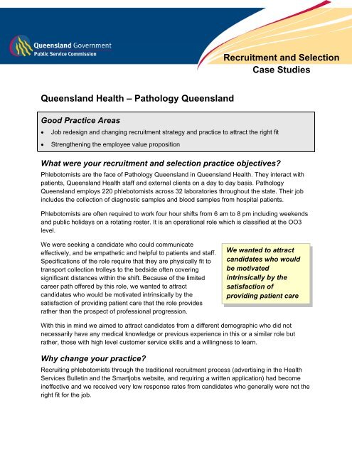 Case Study 1 Queensland Health Public Service Commission