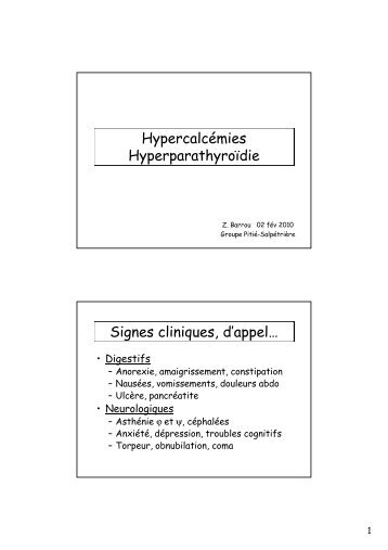 HypercalcÃ©mies Z. Barrou [Mode de compatibilitÃ©] - longue vie et ...