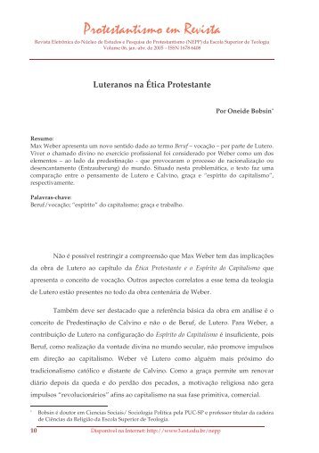 Luteranos na Ética Protestante