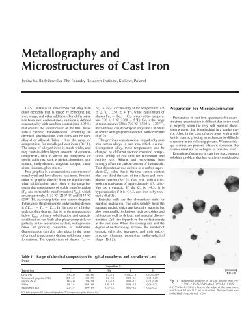 Metallography and Microstructures of Cast Iron