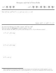 Divergence and Curl of Vector Fields'' worksheet.