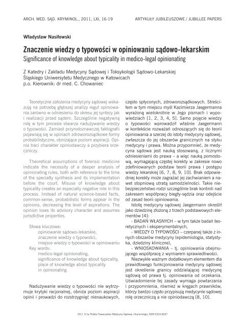 PeÅny numer do pobrania (*.pdf) - Archiwum Medycyny SÄdowej i ...