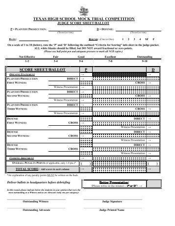 Score Sheet (blank) with Explanation & Criteria for Scoring