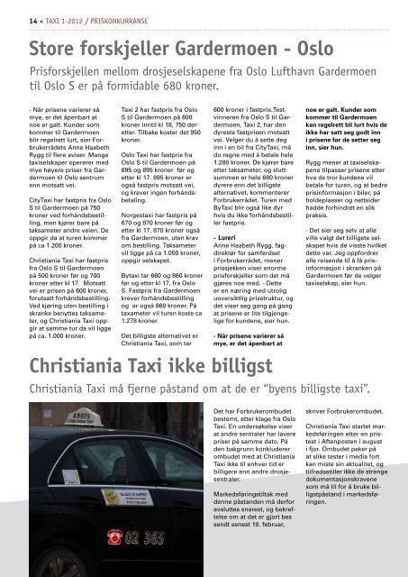 TAXI nr. 1/12 - Norges Taxiforbund
