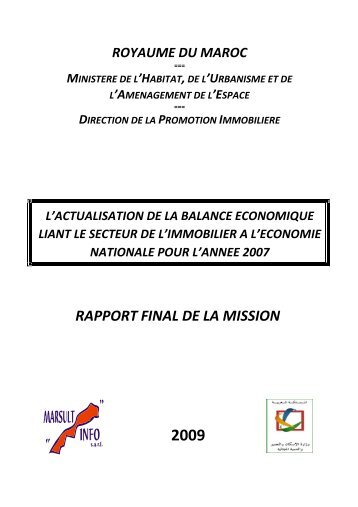 rapport final de la mission - Ministère de l'Habitat, de l'urbanisme et ...