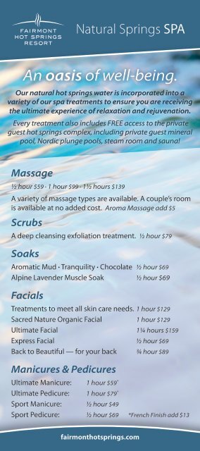 Spa Brochure PDF - Fairmont Hot Springs Resort