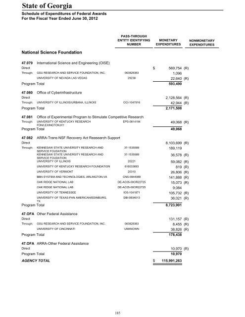 Single Audit Report Fiscal Year Ended June 30, 2012 - State ...