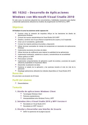 Desarrollo de Aplicaciones Windows con Microsoft Visual Studio 2010