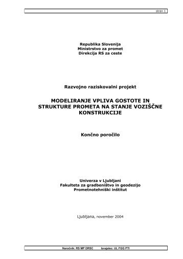 modeliranje vpliva gostote in strukture prometa na stanje ... - PTI