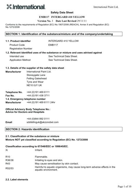 International Paint Ltd. Safety Data Sheet EMB117 INTERGARD 410 ...