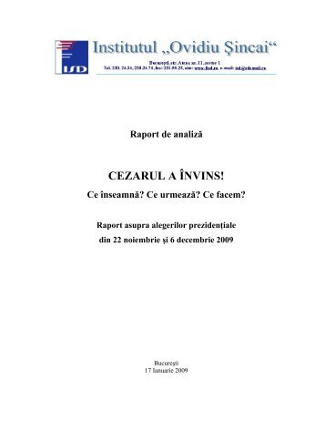 CEZARUL A ÃNVINS! - Institutul Social Democrat "Ovidiu Sincai"