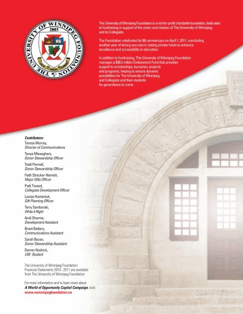 2010-2011 Annual Report - University of Winnipeg