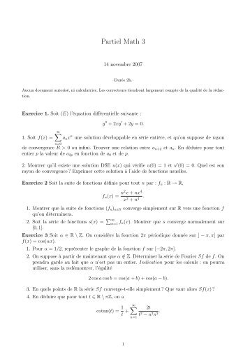 Partiel Math 3 - irsamc