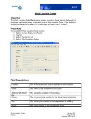 Work Location Codes Objective Procedure Field Descriptions