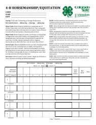 Horsemanship-Equitation Score Card - Colorado 4-H