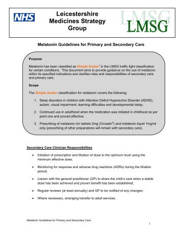 Melatonin guidelines - Leicestershire Medicines Strategy Group