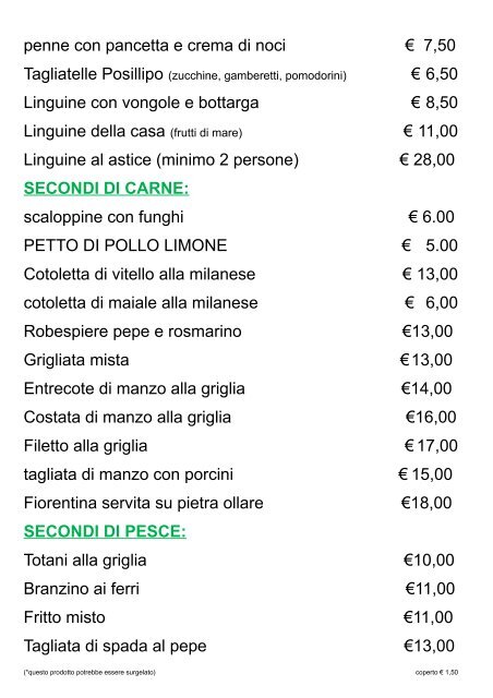 ANTIPASTI: PRIMI PIATTI: - Ristorante Prezzemolo Seregno