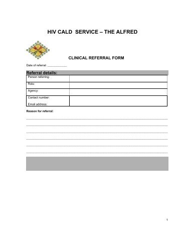 HIV CALD Service Referral Form - Alfred Hospital