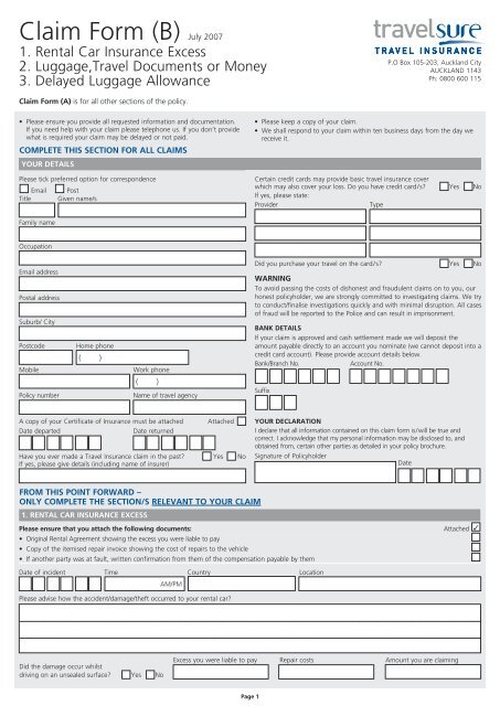 Claim Form (B) July 2007 - STA Travel