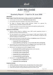 Quarterly Report - 1 April to 30 June 2008 - Discovery Metals Limited
