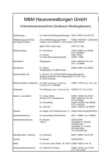 Kreis Recklinghausen - M&M Hausverwaltungen GmbH