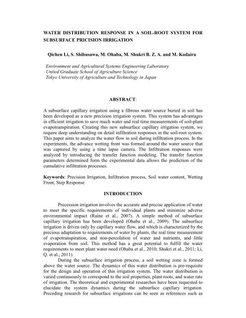 WATER DISTRIBUTION RESPONSE IN A SOIL-ROOT SYSTEM ...