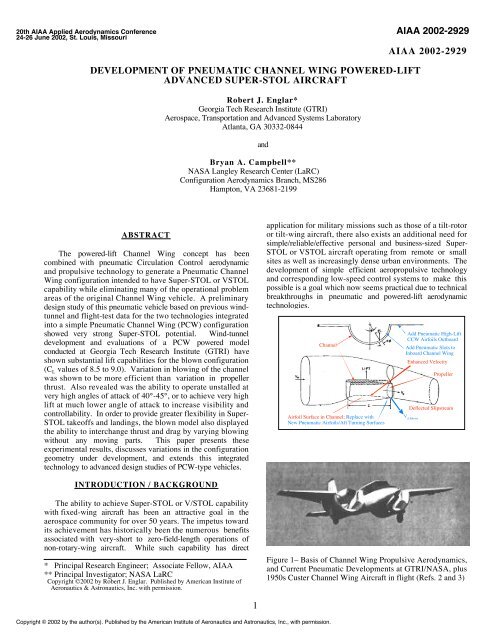 Development of Pneumatic Channel Wing ... - CAFE Foundation