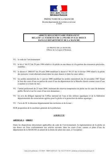 PREFECTURE DE LA MANCHE - Fédération Départementale de ...