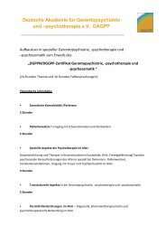 DGPPN/DGGPP-Zertifikat Gerontopsychiatrie, -psychotherapie