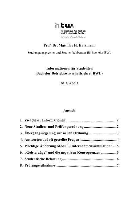 Prof. Dr. Matthias H. Hartmann - Fachbereich ...