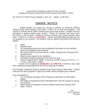 TENDER NOTICE