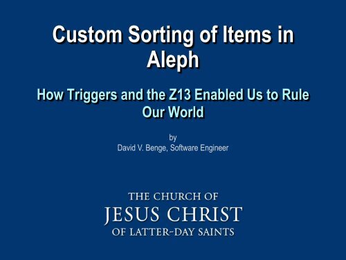 Custom Sorting of Items in Aleph - IGeLU