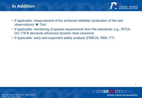 Software Quality Assurance 9 Conclusion