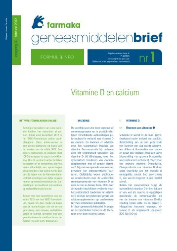 Vitamine D en calcium - vzw farmaka asbl