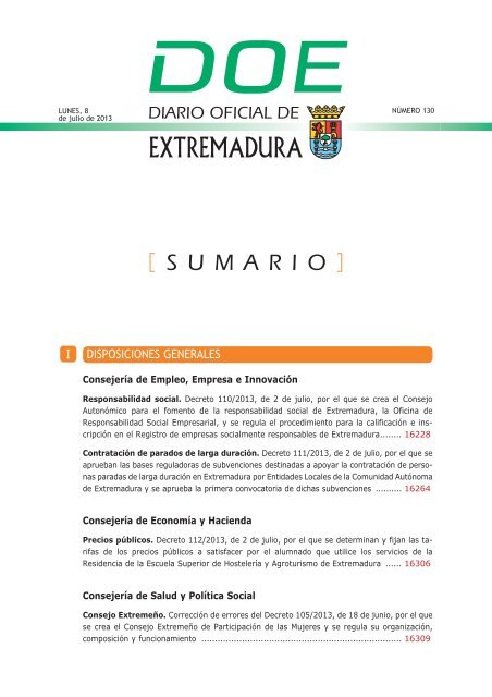 disposiciones generales i - Diario Oficial de Extremadura - Gobierno ...