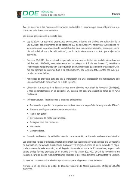 disposiciones generales i - Diario Oficial de Extremadura - Gobierno ...